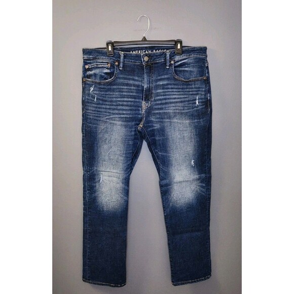American Eagle Jeans Men's 38x30 Slim Straight Airflex + Blue Denim Lot Of 3 - Picture 4 of 16